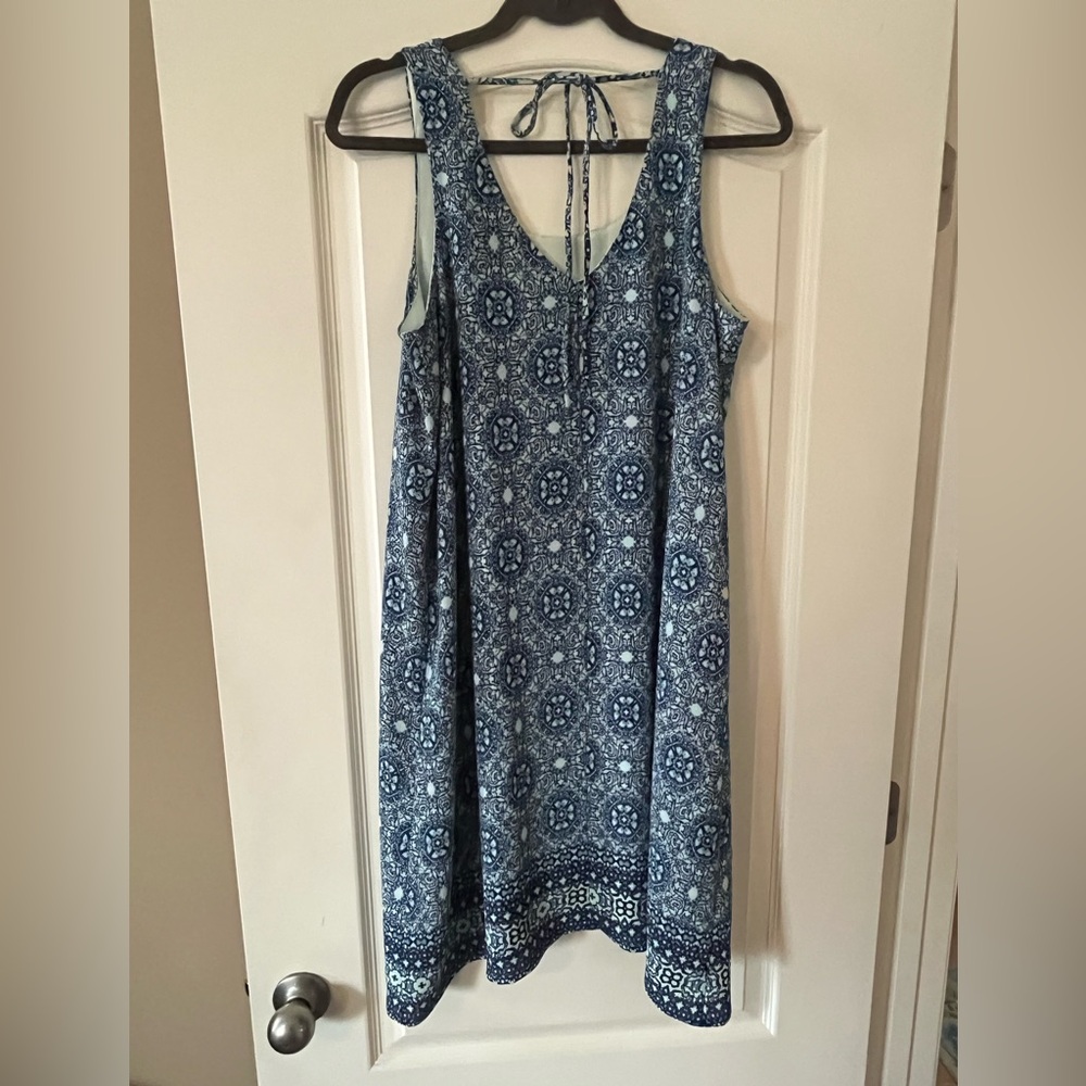 Bobeau Designer Brand Sleeveless Lined Smoky Blue Summer Dress Size Medium - Picture 4 of 14